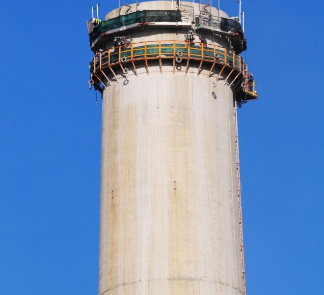 Plataforma de demolición de chimenea (exterior) | Andamios colgantes y