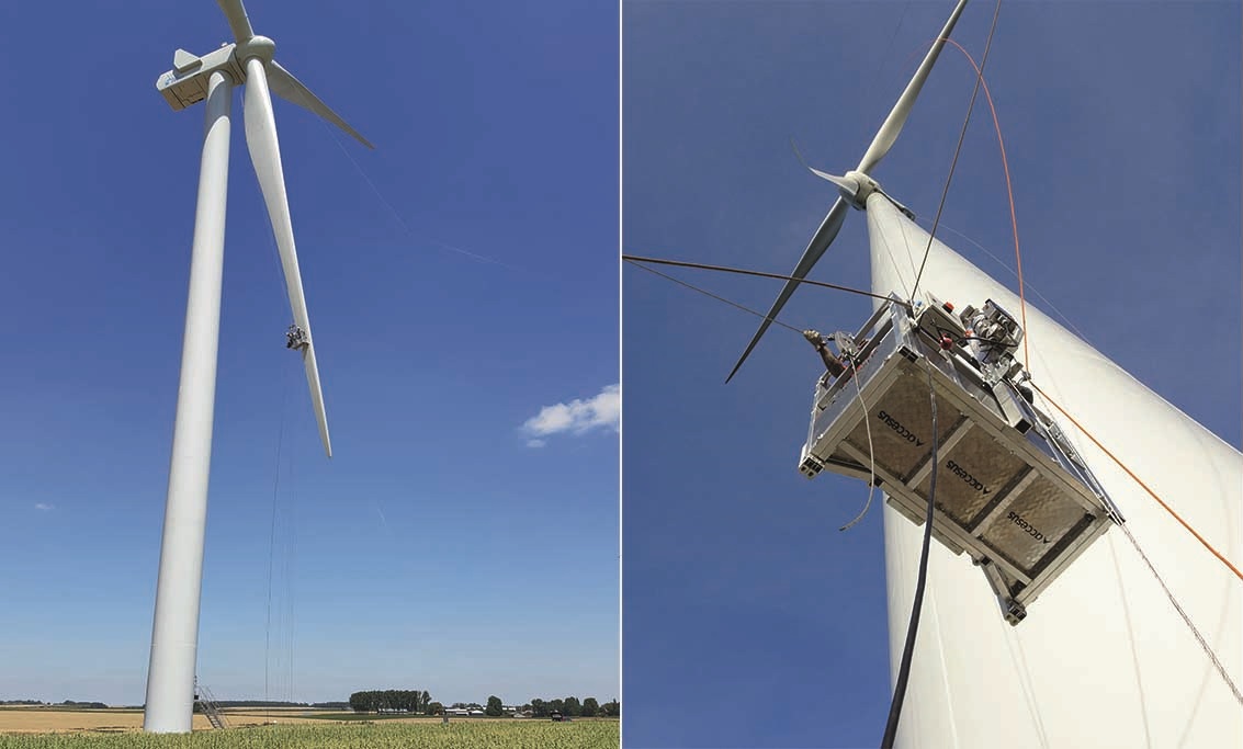 plataformas colgantes ACCESUS en aerogenerador